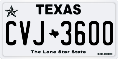 TX license plate CVJ3600