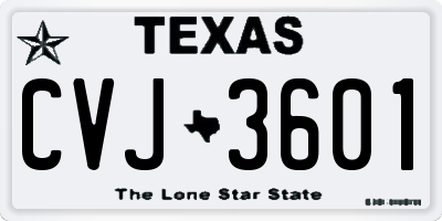 TX license plate CVJ3601