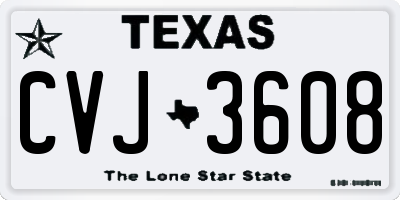 TX license plate CVJ3608
