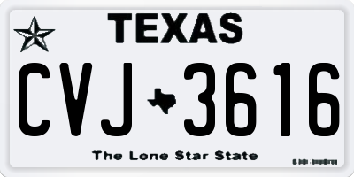 TX license plate CVJ3616