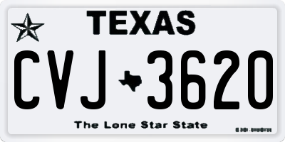 TX license plate CVJ3620