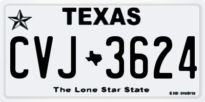 TX license plate CVJ3624