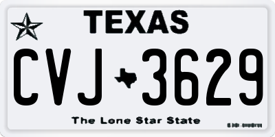 TX license plate CVJ3629