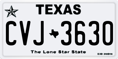 TX license plate CVJ3630