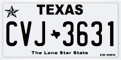 TX license plate CVJ3631