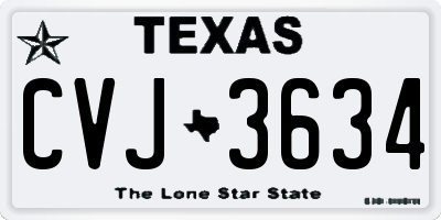 TX license plate CVJ3634