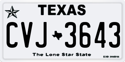 TX license plate CVJ3643