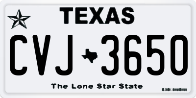 TX license plate CVJ3650
