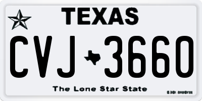 TX license plate CVJ3660