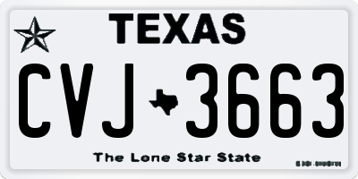 TX license plate CVJ3663