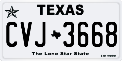 TX license plate CVJ3668