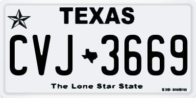 TX license plate CVJ3669