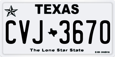TX license plate CVJ3670