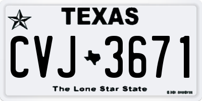 TX license plate CVJ3671