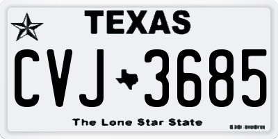 TX license plate CVJ3685