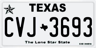 TX license plate CVJ3693