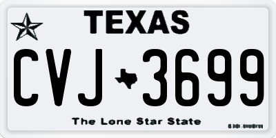TX license plate CVJ3699