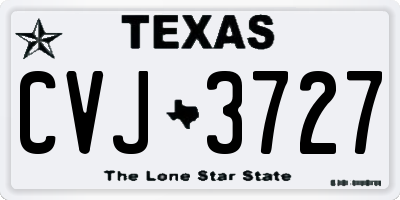 TX license plate CVJ3727