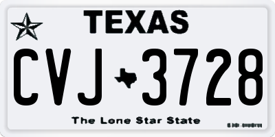 TX license plate CVJ3728