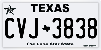 TX license plate CVJ3838
