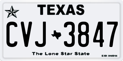TX license plate CVJ3847