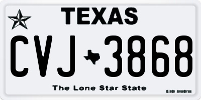 TX license plate CVJ3868