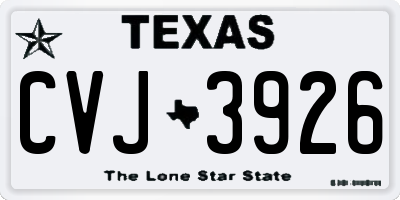 TX license plate CVJ3926