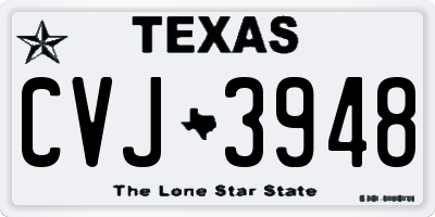 TX license plate CVJ3948