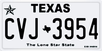 TX license plate CVJ3954