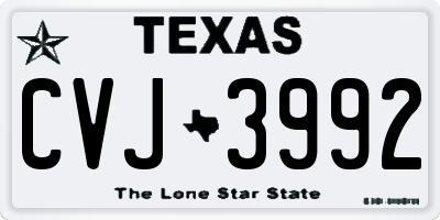 TX license plate CVJ3992