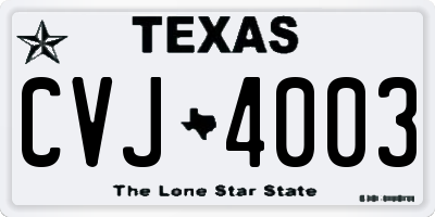 TX license plate CVJ4003