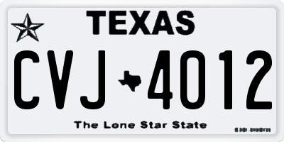TX license plate CVJ4012