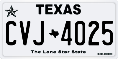 TX license plate CVJ4025