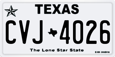 TX license plate CVJ4026