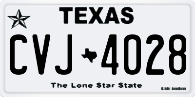 TX license plate CVJ4028