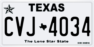 TX license plate CVJ4034