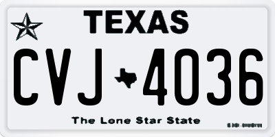 TX license plate CVJ4036