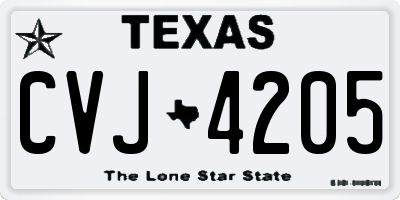 TX license plate CVJ4205