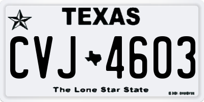 TX license plate CVJ4603
