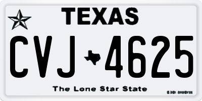 TX license plate CVJ4625