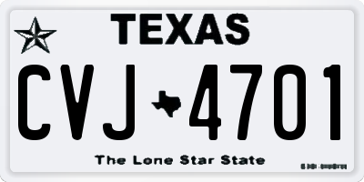 TX license plate CVJ4701
