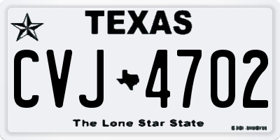 TX license plate CVJ4702