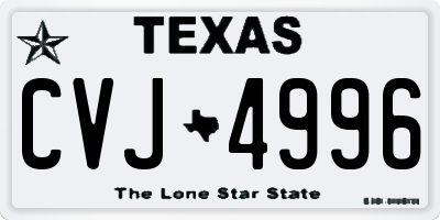 TX license plate CVJ4996