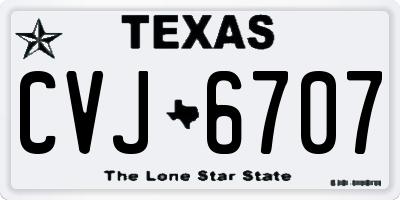 TX license plate CVJ6707
