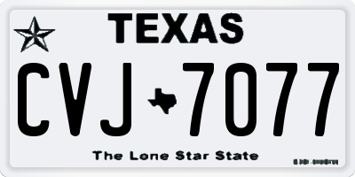 TX license plate CVJ7077