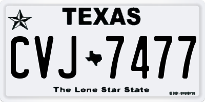 TX license plate CVJ7477