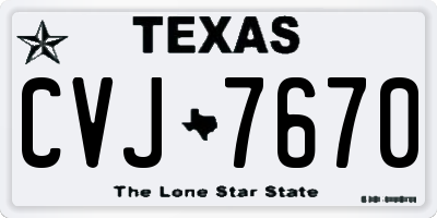 TX license plate CVJ7670
