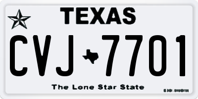 TX license plate CVJ7701