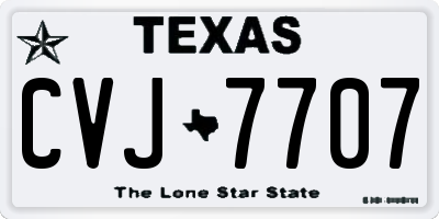 TX license plate CVJ7707