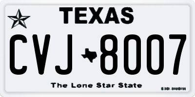TX license plate CVJ8007
